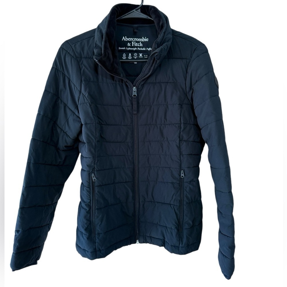 Abercrombie & Fitch Stretch Lightweight Packable Puffer Size Medium Black